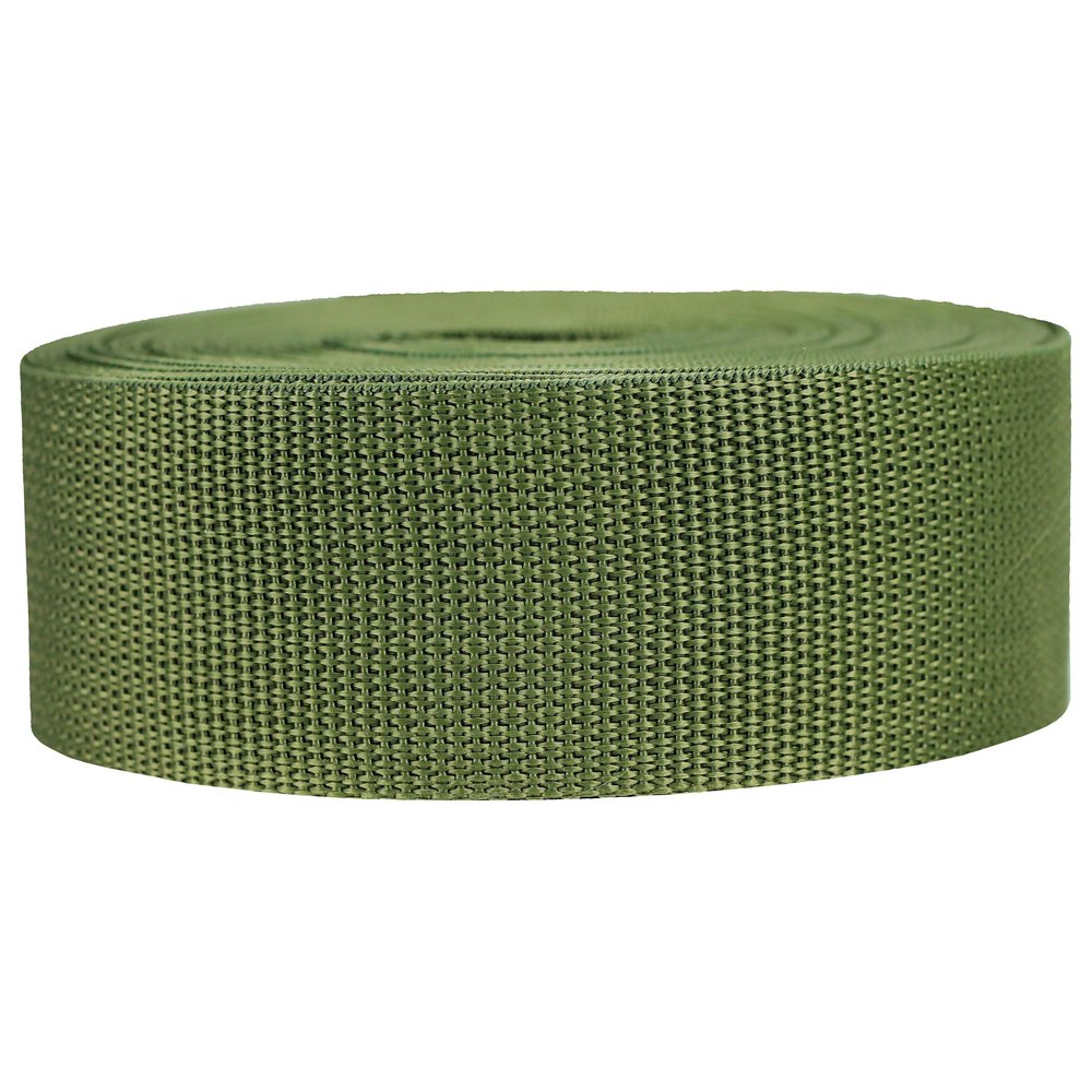 Strapworks Lightweight Polypropylene Webbing - Poly Strapping for Outdoor DIY Gear Repair, Pet Collars, Crafts 2 Inch x 50 Yards - Olive Drab