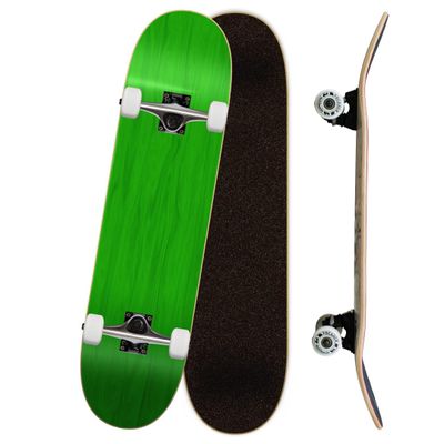 Yocaher Professional Complete 7.75" Skateboard w/7Ply Maple Deck, BlackWidow Premium Grip Tape, Aluminum Alloy Truck, ABEC-9 Bearing - Stain Green