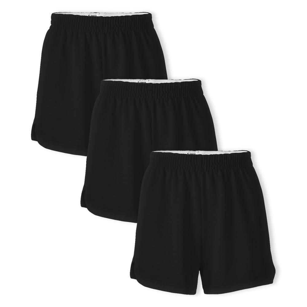 Soffe Girls' Authentic Cheer Shorts, 2.75" Inseam, Black, Medium (3-Pack)
