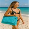 Bo Toys Portable Beach Mat Lounge Chair and Tote (Plain Blue) view 4