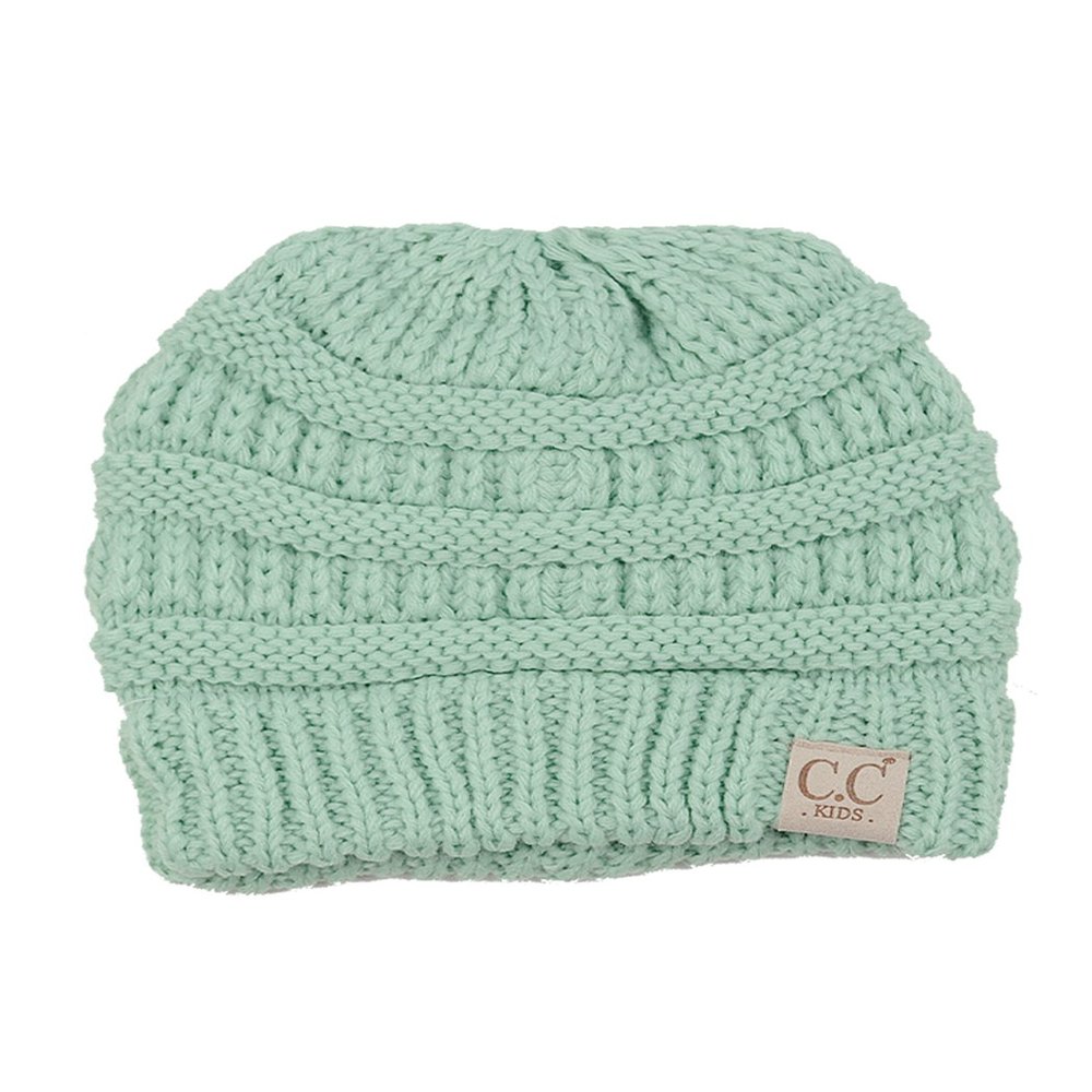 C.C NYFASHION101 Kids Cute Warm and Comfy Children's Knit Ski Beanie Hat, Mint