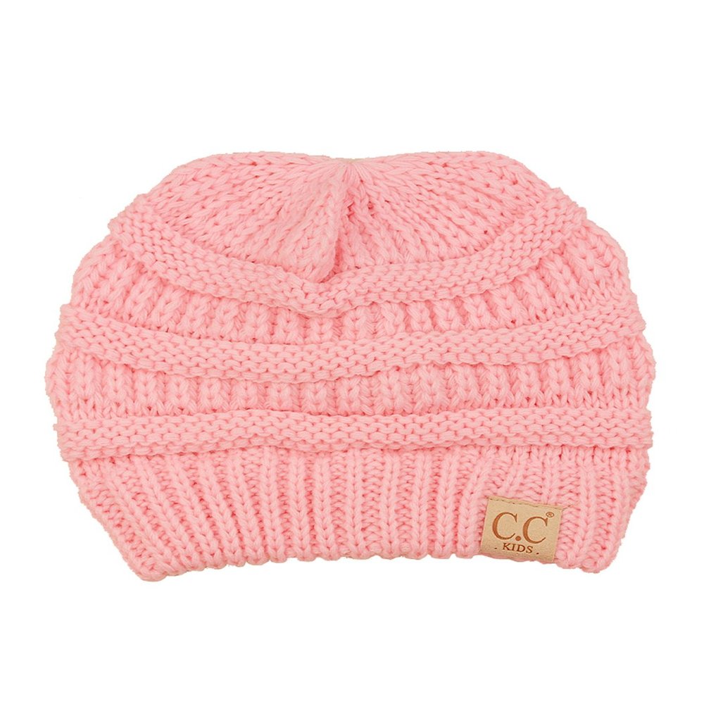 C.C NYFASHION101 Kids Cute Warm and Comfy Children's Knit Ski Beanie Hat, Pale Pink