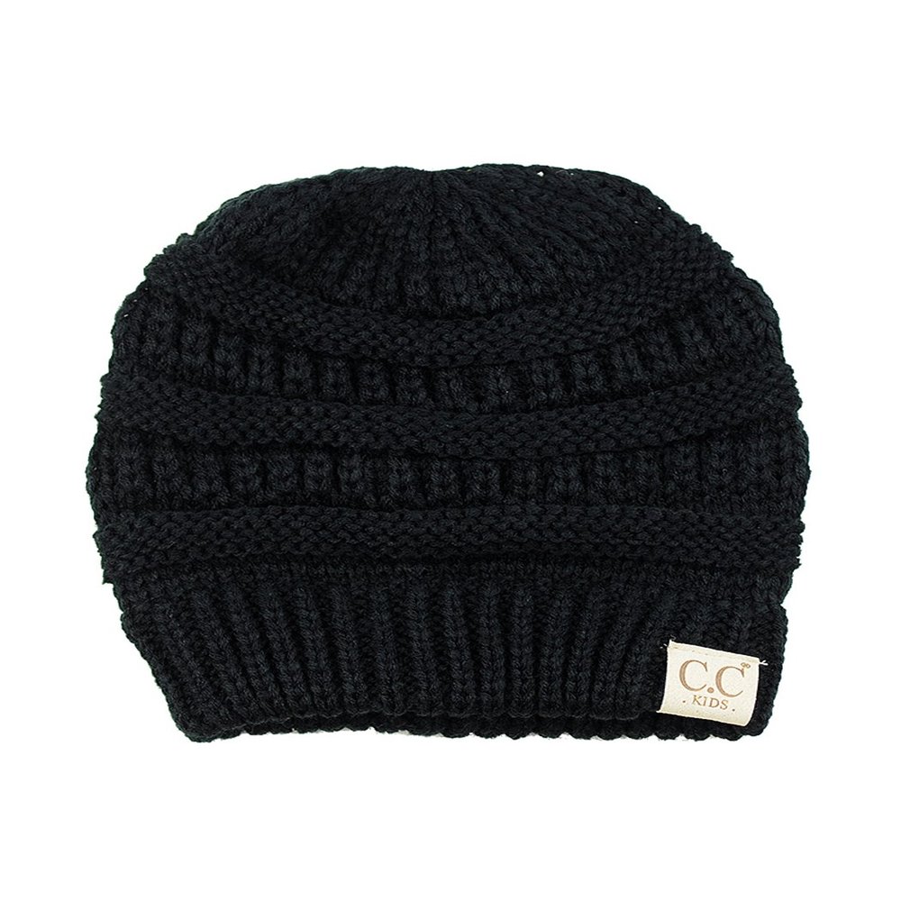 C.C NYFASHION101 Kids Cute Warm and Comfy Children's Knit Ski Beanie Hat, Black