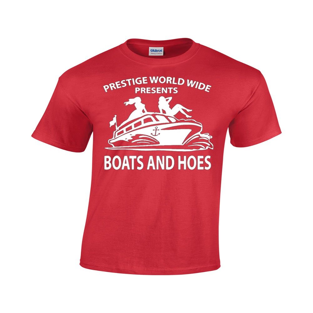 CBTWear Prestige Worldwide Boats and Hoes Funny Movie Inspired Tee Step Brothers Drinking Men's T-Shirt (X-Large, Red)
