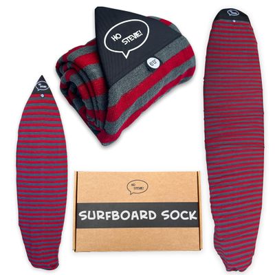 Ho Stevie! Surfboard Sock Cover - Thicker and More Protective Bag For Your Surf Board (Red and Gray, 8'6")