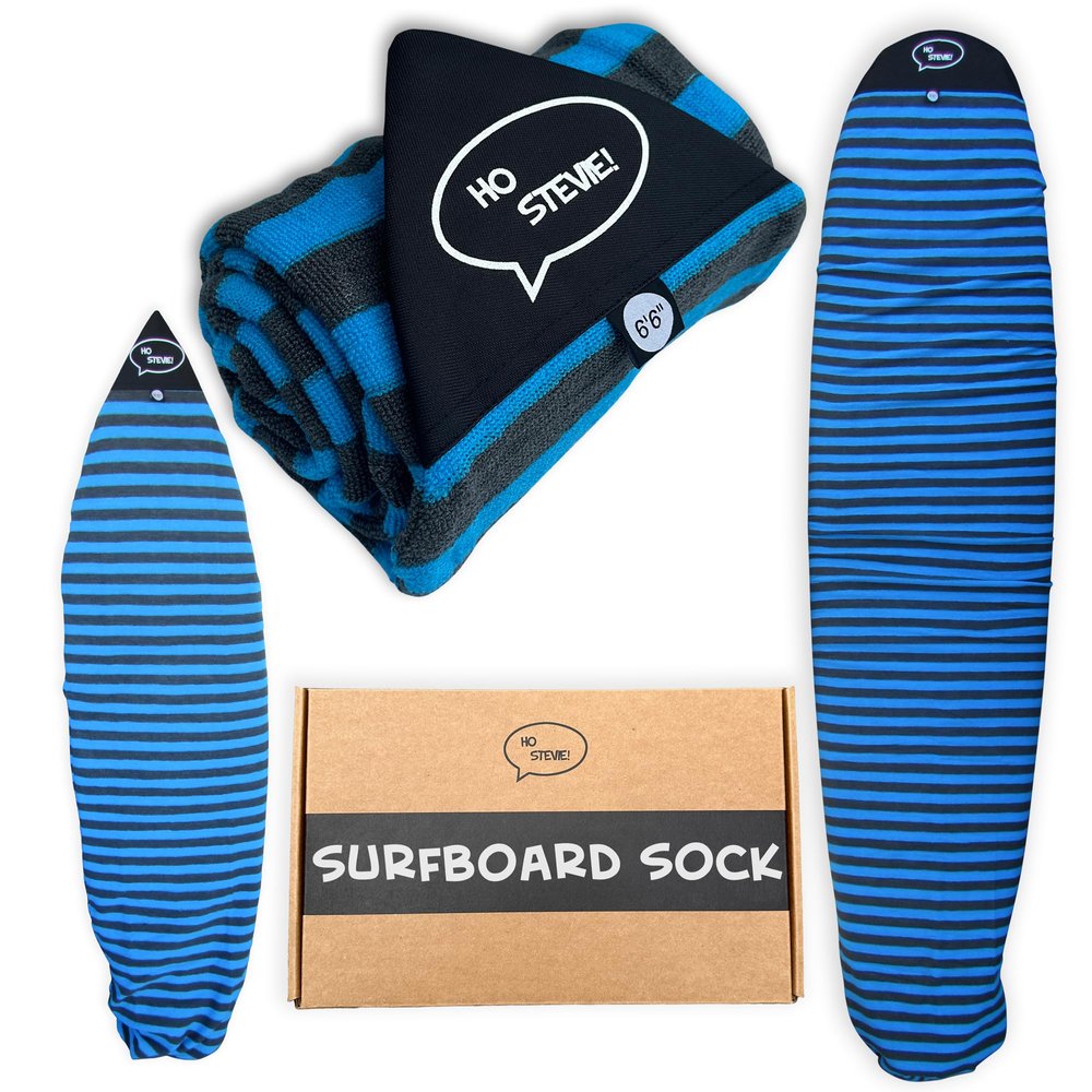 Ho Stevie! Surfboard Sock Cover - Light Protective Bag for your Surf Board (Blue and Gray, 6'6")