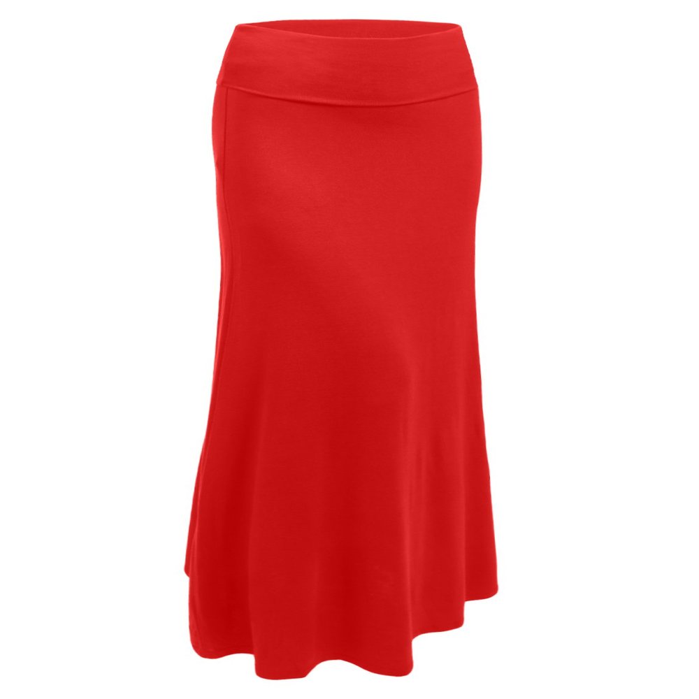 J. LOVNY Womens Premium Basic Simple Foldover Jersey Maxi Skirt