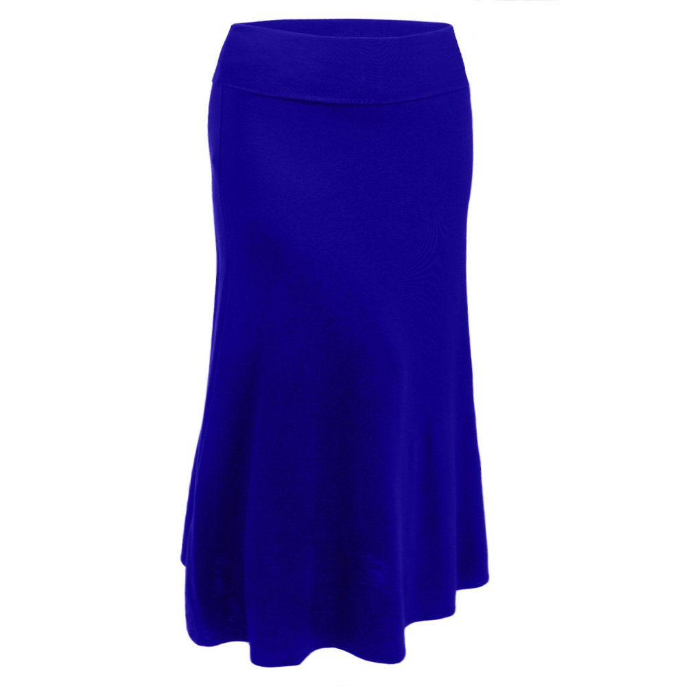 J. LOVNY Womens Premium Basic Simple Foldover Jersey Maxi Skirt