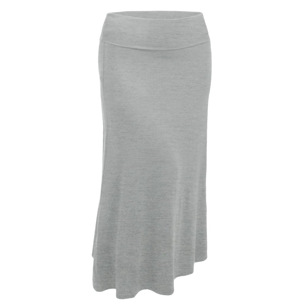 J. LOVNY Womens Premium Basic Simple Foldover Jersey Maxi Skirt