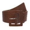2 1/4" Wide Ladies High Waist Faux Crocodile Print Patent Leather Fashion Belt, Light Brown | L/XL - 40" view 1
