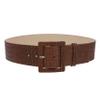 2 1/4" Wide Ladies High Waist Faux Crocodile Print Patent Leather Fashion Belt, Light Brown | L/XL - 40" view 2