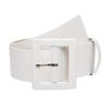 2 1/4" Wide Ladies High Waist Faux Crocodile Print Patent Leather Fashion Belt, White | L/XL - 40" view 1