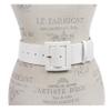 2 1/4" Wide Ladies High Waist Faux Crocodile Print Patent Leather Fashion Belt, White | L/XL - 40" view 3