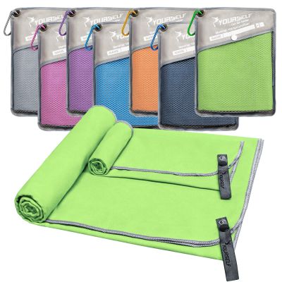 SYOURSELF 2 Pack Microfiber Camping Towel, Quick Dry Towel, Soft Absorbent Compact Travel Gym Workout Sweat Towel for Beach Yoga Swim Travel Camping Hiking Backpack Essentials (XL:72"x32"+12"x24")