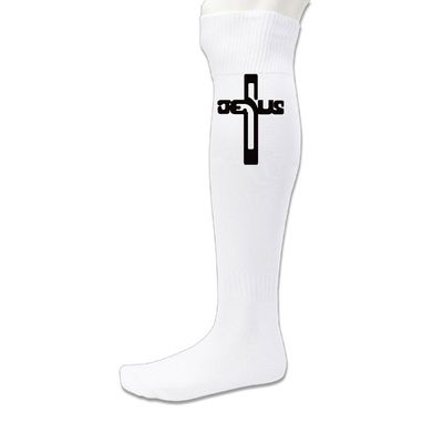 GOODFB Jesus Cross Religious Compression Athletic Sock White