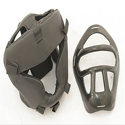 Shelter 192BK-L Full Coverage Pro Quality Headgear for Boxing Head Cage44; Black & Red - Large