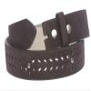 1 1/2" (38 mm) Snap on Suede Perforated Studded Leather Belt Strap, Grey | 38"
