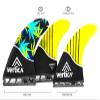 Tri Set Thruster Surfboard Fins / Compatible with FCS FCS2 FCSII Futures Fins / Performance Core Honeycomb Carbon Fiber / Medium-Large Size / RoundHouse Series Yellow Model / Compares to FCS Performers model view 1