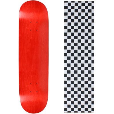 Moose Blank Skateboard Deck - Stained RED - 7.5" Checker White Grip