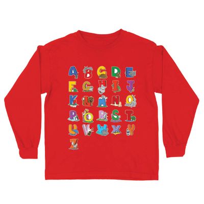 lepni.me Kids T Shirt The Alphabet, ABC Song Back to School or Graduation Gifts (7-8 Years Red Multi Color)