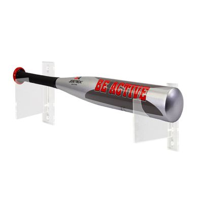 FixtureDisplays Set of 1 - Baseball Bat Display, Total of 2 Horizontal Wall Mount Brackets, Clear Acrylic Softball Bats Lacrosse Sticks 119997-1PK-FBA