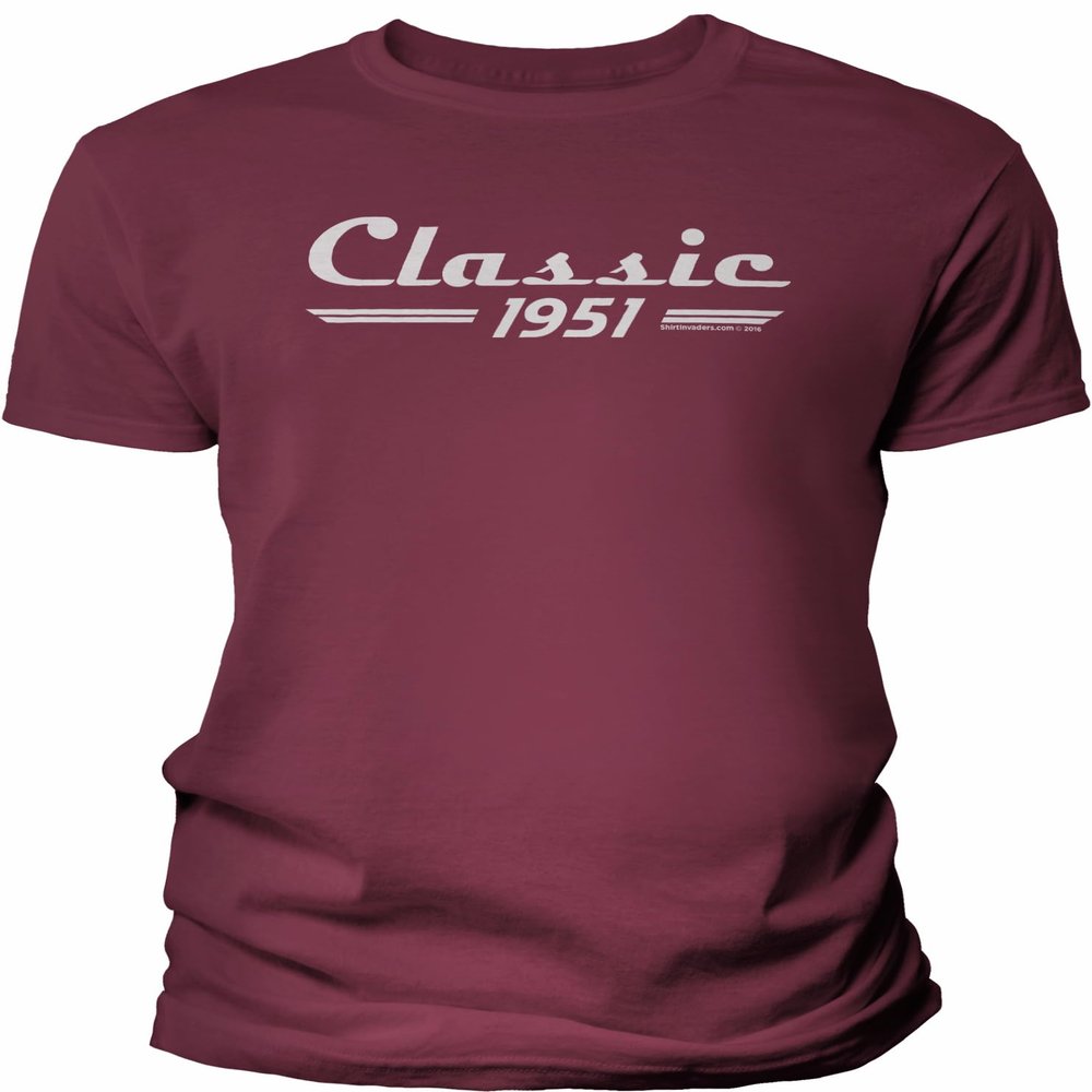 75th Birthday Gift Shirt for Men - Classic Retro 1951 - Maroon-4X