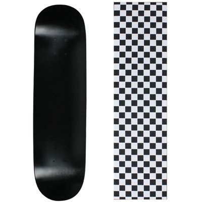 Moose Skateboard Deck Blank Dipped Black 7.75" Checker White Grip