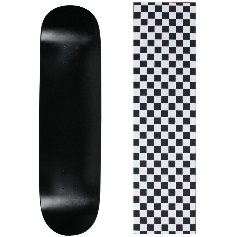 Moose Skateboard Deck Blank Dipped Black 7.75" Checker White Grip