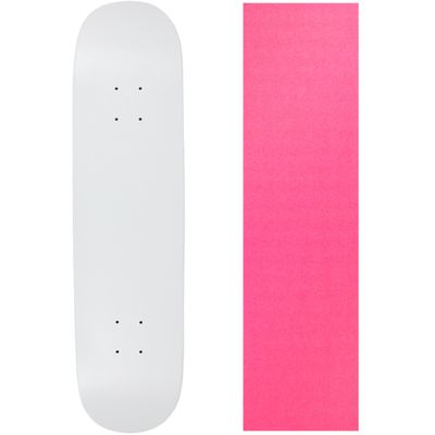 Moose Skateboard Deck Blank Dipped White 8.25" Pink Grip