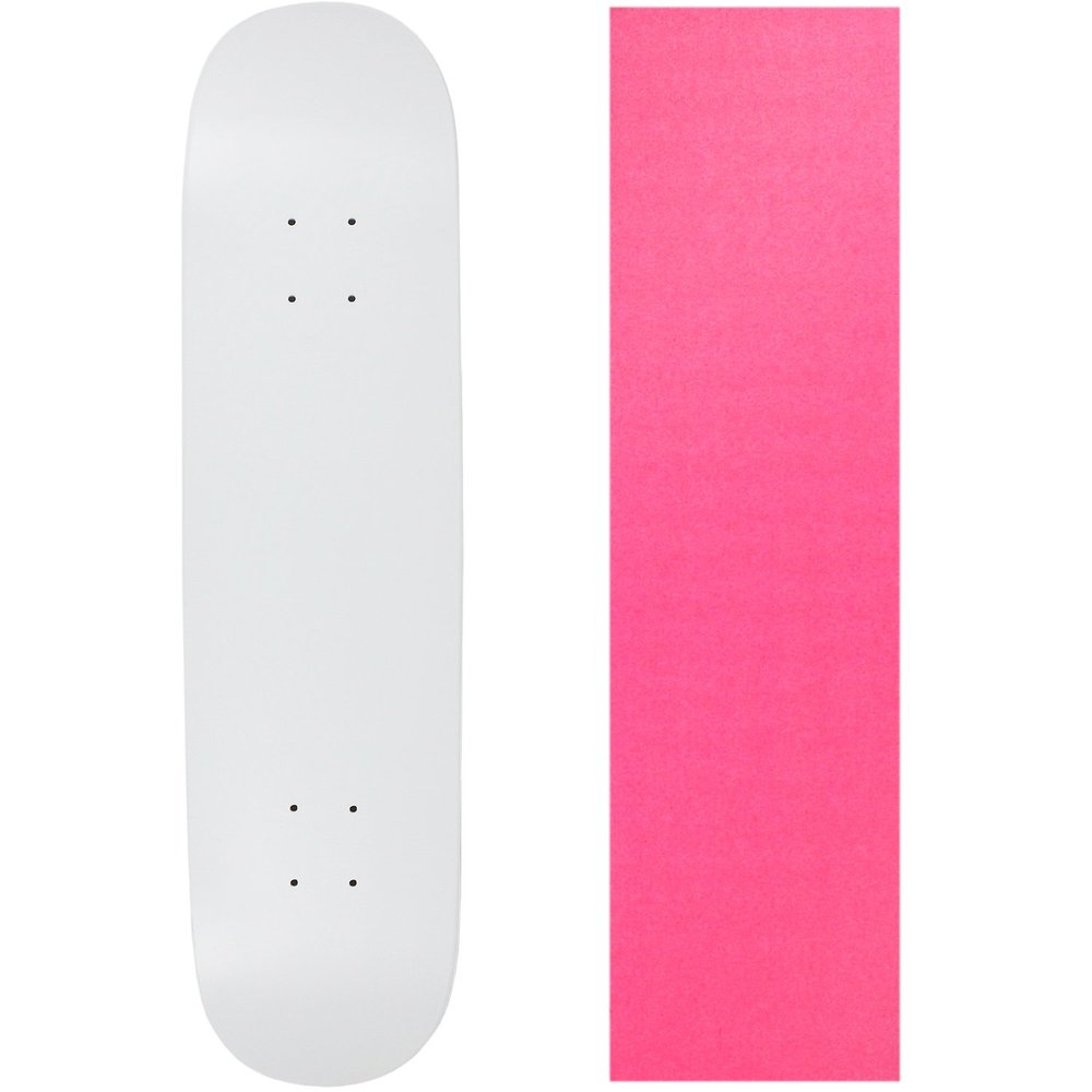 Moose Skateboard Deck Blank Dipped White 8.25" Pink Grip