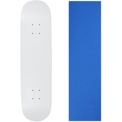 Moose Skateboard Deck Blank Dipped White 7.63" Blue Grip