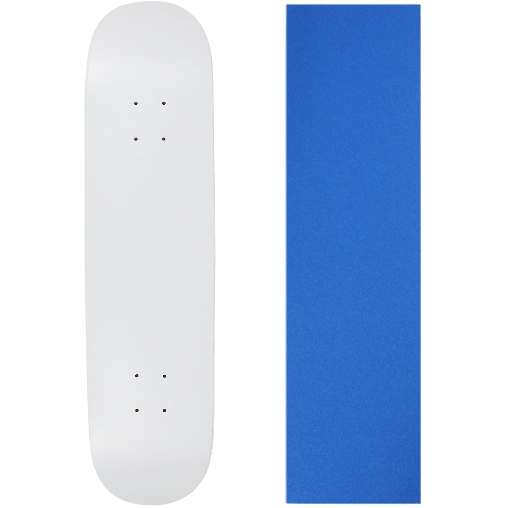 Moose Skateboard Deck Blank Dipped White 7.63" Blue Grip