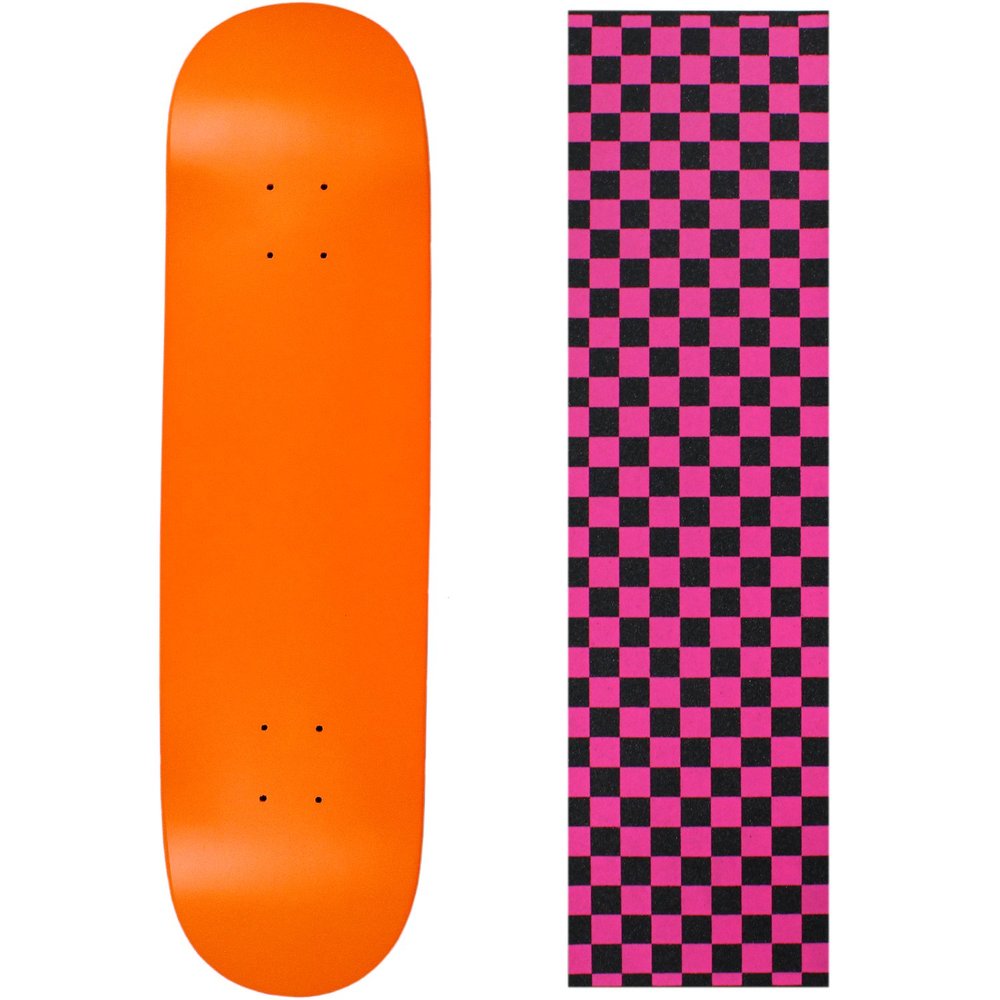 Moose Skateboard Deck Blank Neon Orange 8.0" Checker Pink Grip