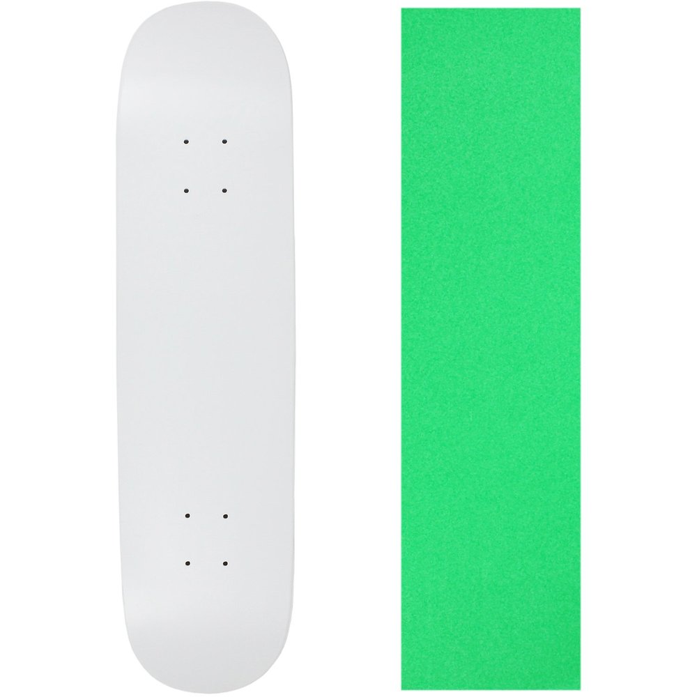 Moose Skateboard Deck Blank Dipped White 8.5" Neon Green Grip