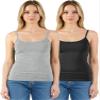 Emmalise Women's Basic Short Camisole Adjustable Strap Layering Cami Tank Top (2Pk Black, Hgry, Medium) view 1