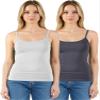 Emmalise Women's Basic Short Camisole Adjustable Strap Layering Cami Tank Top (2Pk White, Charcoal Grey, Medium) view 1