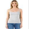 Emmalise Women's Basic Short Camisole Adjustable Strap Layering Cami Tank Top (2Pk White, Charcoal Grey, Medium) view 2