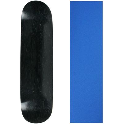 Moose Skateboard Deck Blank Stained Black 8.0" Blue Grip