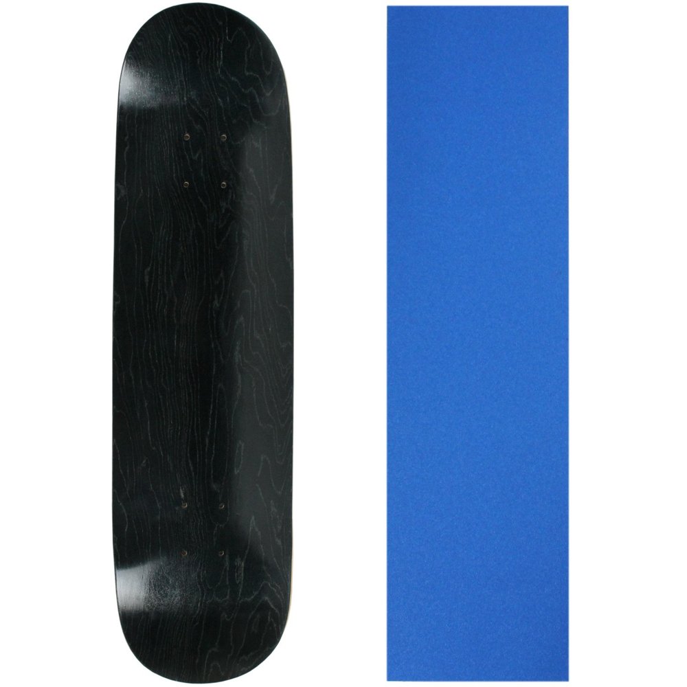 Moose Skateboard Deck Blank Stained Black 8.0" Blue Grip