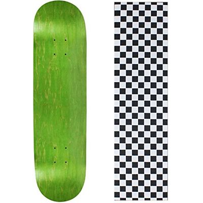 Moose Skateboard Deck Blank Stained Green 7.75" Checker White Grip
