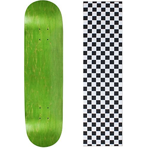 Moose Skateboard Deck Blank Stained Green 7.75" Checker White Grip