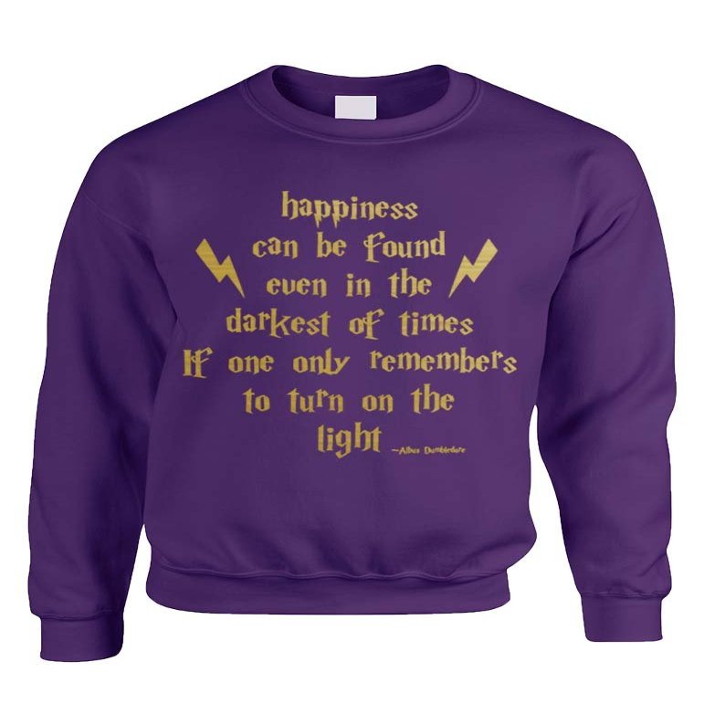 ALLNTRENDS Adult Crewneck Happiness Can Be Found Even in The Darkest (2XL, Purple)