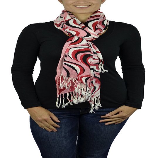 Belle Donne - Women's Soft Floral Pattern 70% Pashmina Laced Scarf Head Scarf for Women - Pink Scarfs for Women