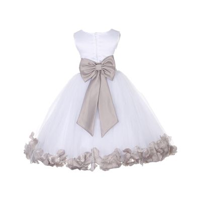 Wedding Rose Petals White Tulle Flower Petals Girl Toddler Gown Handmade 302T 14