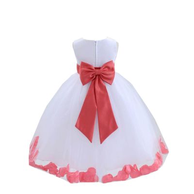 Wedding Rose Petals White Tulle Flower Petals Girl Toddler Gown Handmade 302T 4
