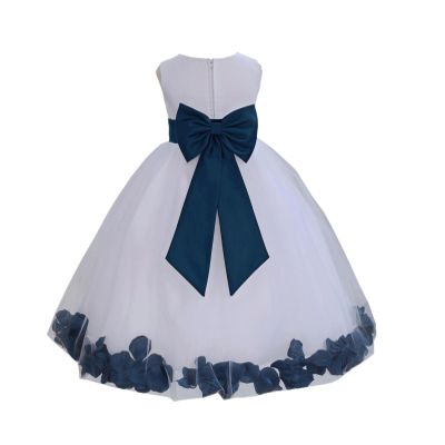Wedding Rose Petals White Tulle Flower Petals Girl Toddler Gown Handmade 302T 6