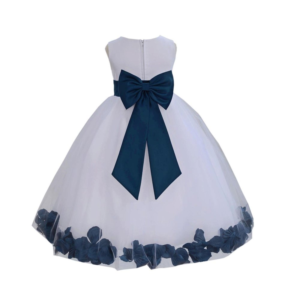 Wedding Rose Petals White Tulle Flower Petals Girl Toddler Gown Handmade 302T 6