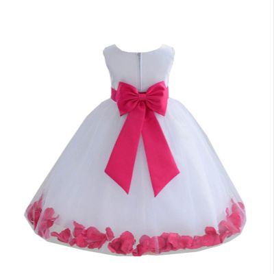Wedding Rose Petals White Tulle Flower Petals Girl Toddler Gown Handmade 302T 2