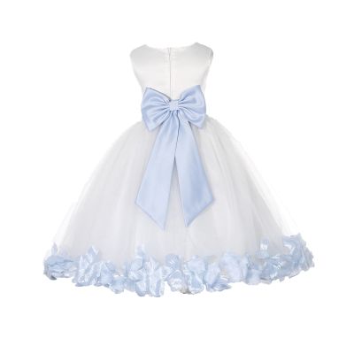 Wedding Rose Petals White Tulle Flower Petals Girl Toddler Gown Handmade 302T 10