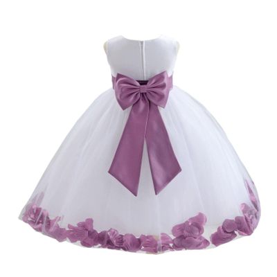 Wedding Rose Petals White Tulle Flower Petals Girl Toddler Gown Handmade 302T 6
